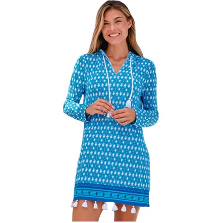 Vestido con Protección Solar Palm Valley Coverluxe Hooded Cover Up de Cabana Life, color Azul