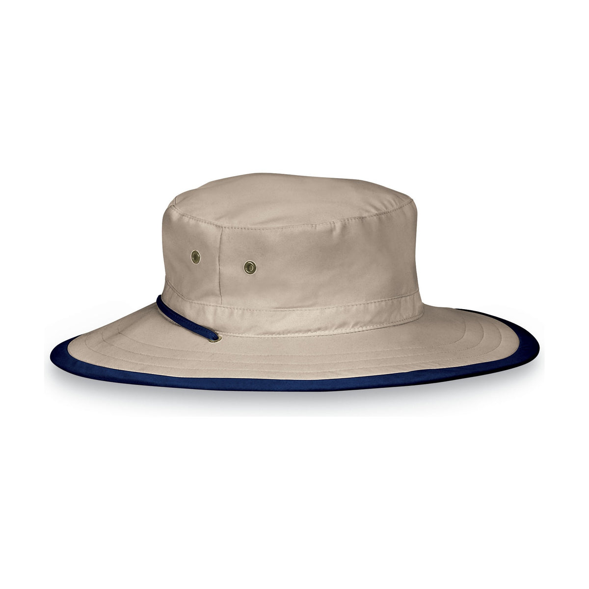 Sombrero Jr. Explorer color Camel/Azul marino de Wallaroo con protección solar