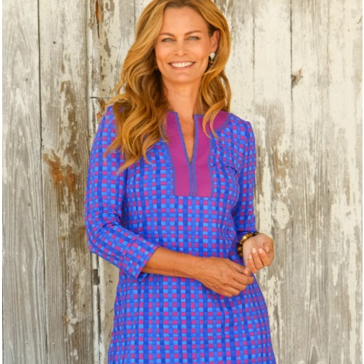 Vestido con Protección Solar Bar Harbor Embroidered Tunic Dress de Cabana Life, color Azul