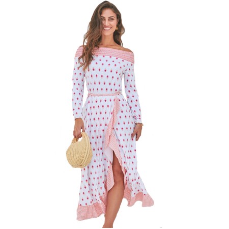 Vestido con Protección Solar Tulum Coverluxe Ruffle Maxi de Cabana Life, color Blanco